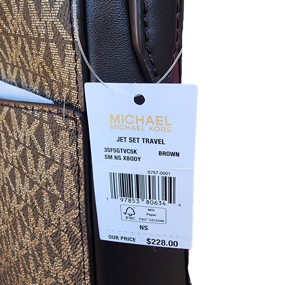 Michael Kors Jet Set Small North South Stripe Signature Logo Crossbody Bag - Picture 5 of 10